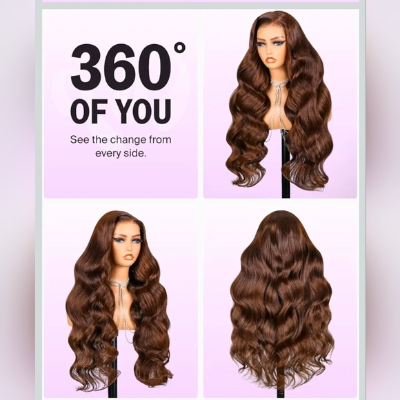 Megalook 26 Inch Brown Wavy Human Hair Wig - Picture 6 of 14